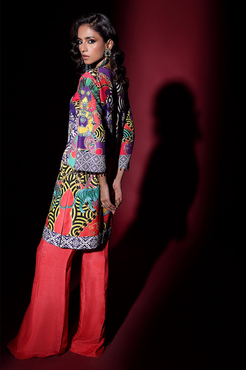 Wardha Saleem | Luxury Pret Fusion Wear | EXOTICA (2PC) S Multicolor Raw Silk
