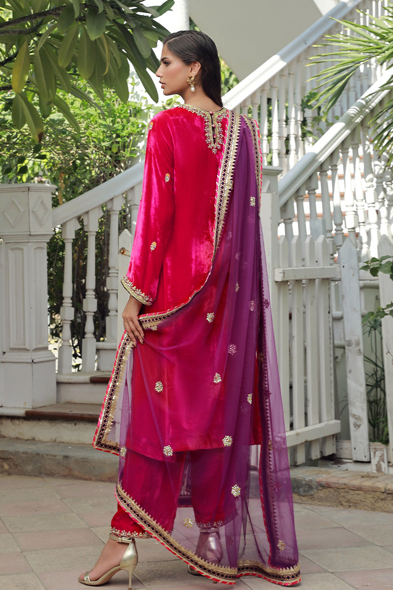 Sana Abbas | Velvet Formals | RUBY S Hot Pink Velvet