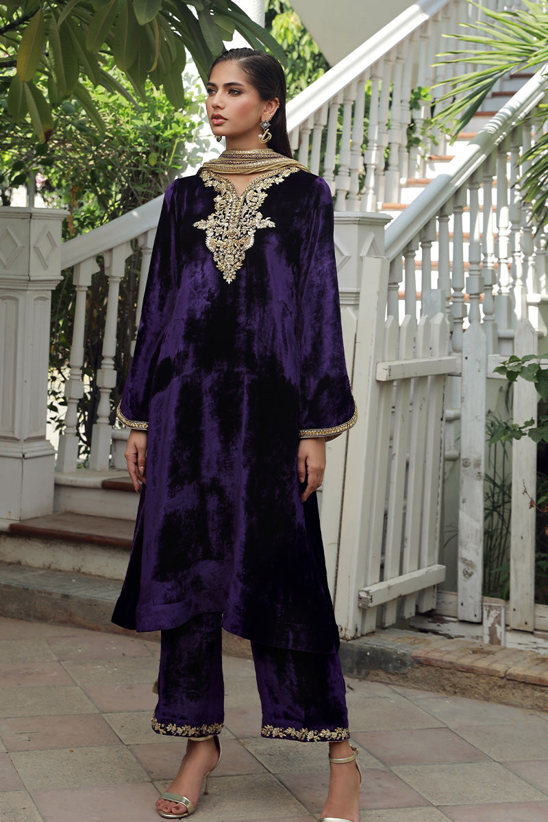 Sana Abbas | Velvet Formals | KANZITE XS Deep Purple Velvet