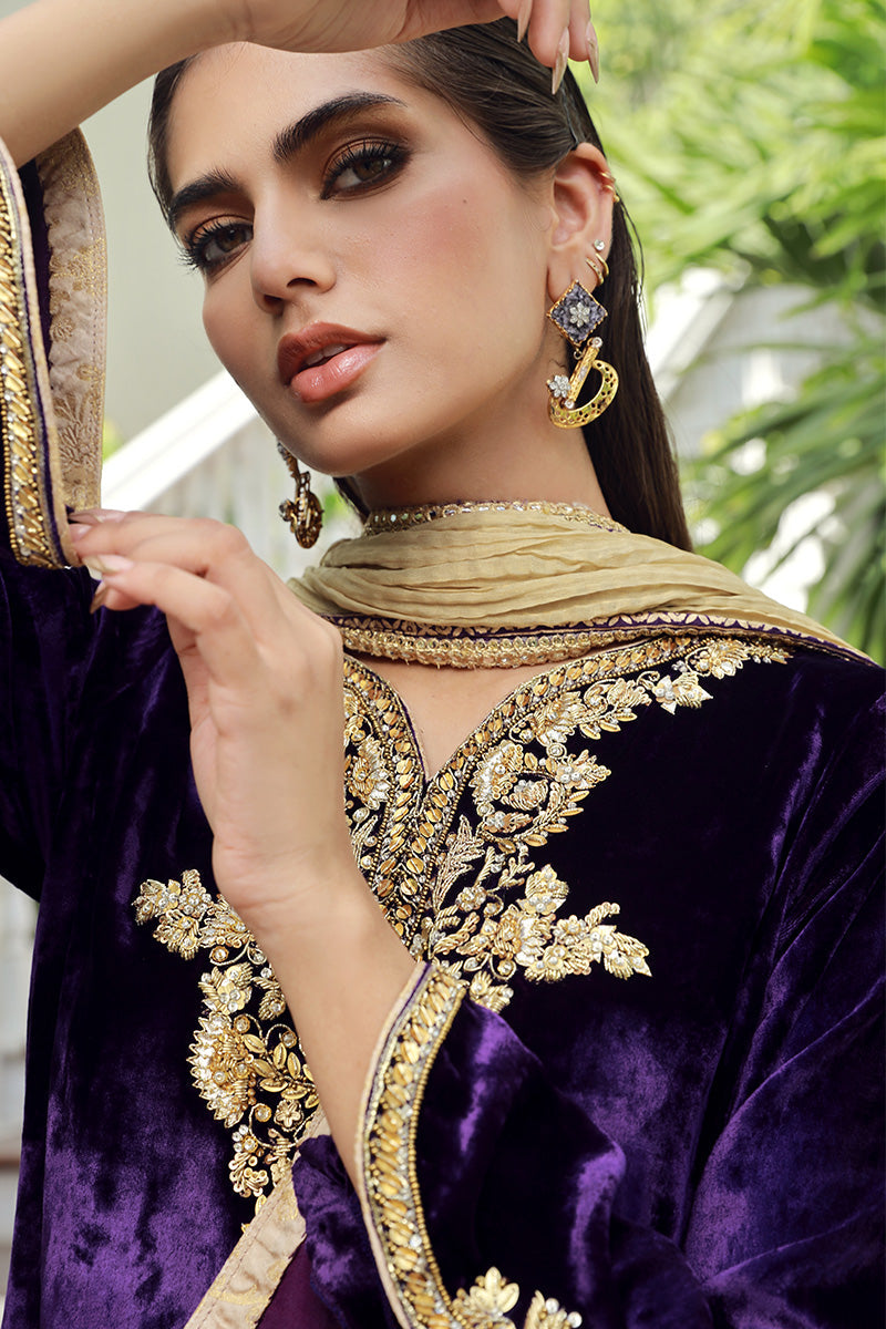 Sana Abbas | Velvet Formals | KANZITE M Deep Purple Velvet