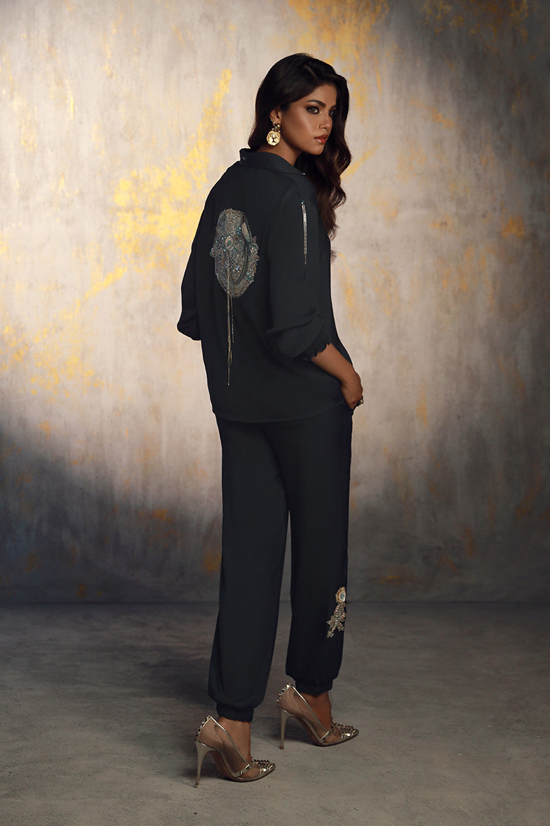 Wardha Saleem | Luxury Pret Fusion Wear | AYANA S Dark Gray Silk