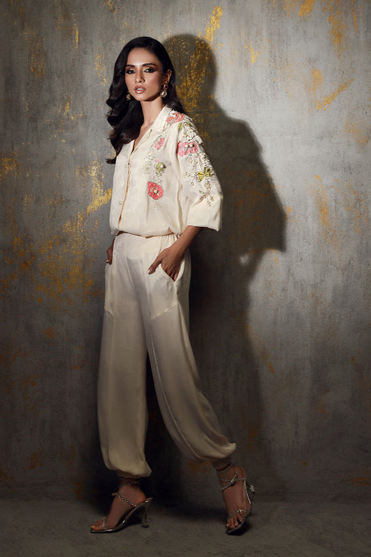 Wardha Saleem | Luxury Pret Fusion Wear | NIRA XS Off White Silk