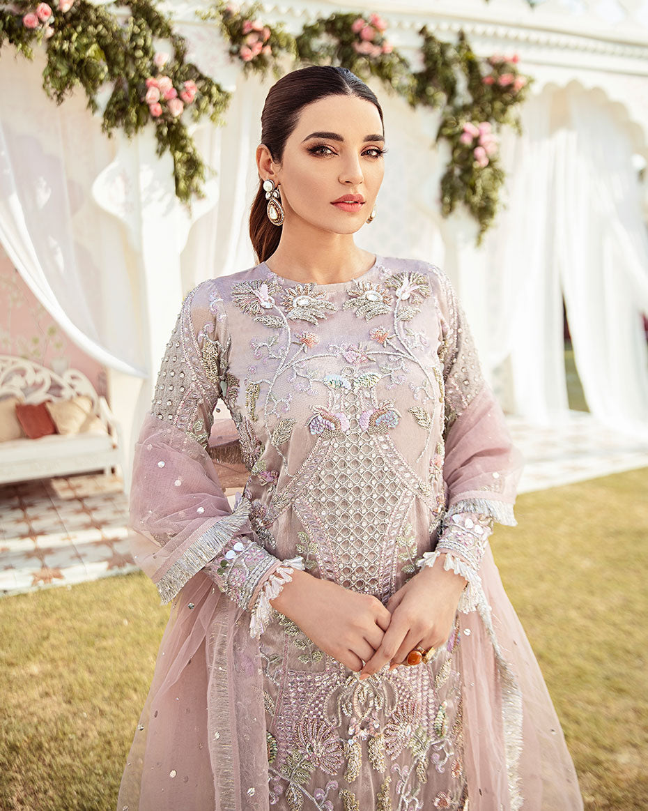 Gulaal | Wedding Formals | CLAIR EMBROIDERED NET 3-PIECE SUIT WS-05 - Pakistani Designer Dress - by Gulaal | Type: Bridal - 100% Original at Saira Sultan