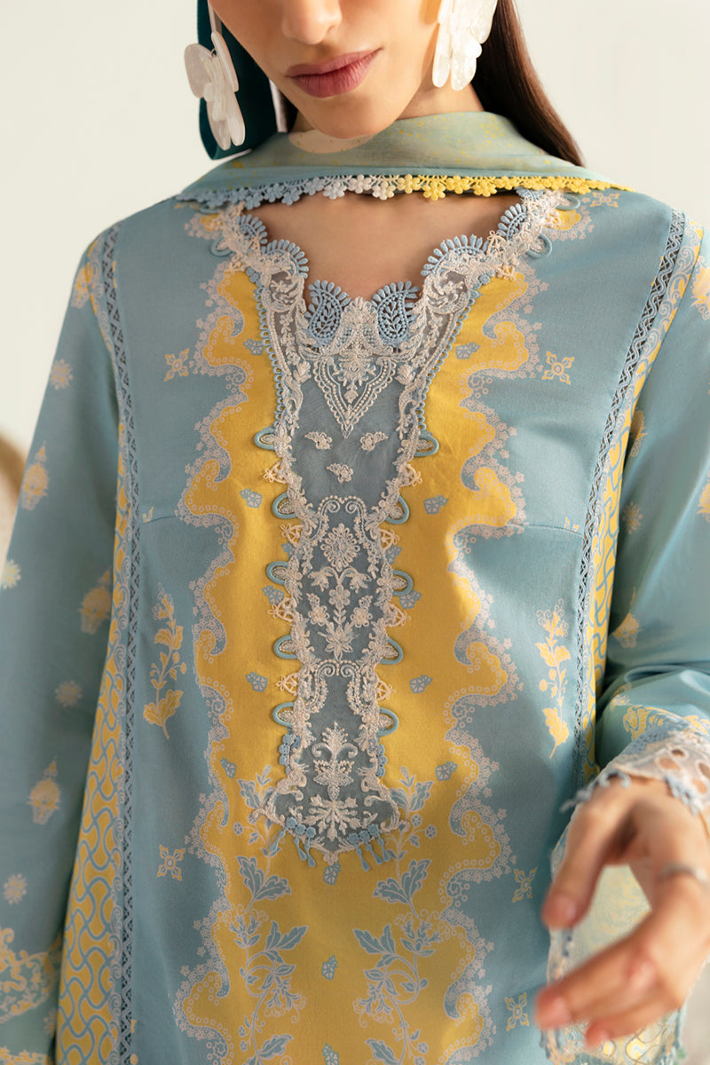 Qalamkar | Q Prints 2025 | PQ-06 ELVA M Ice Blue Lawn