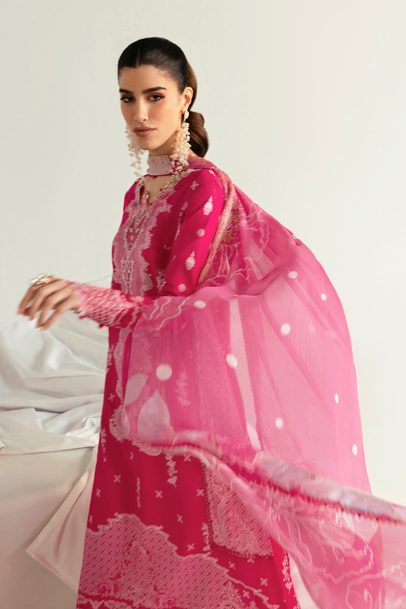 Qalamkar | Q Prints 2025 | PQ-06 VEDA XL Hot Pink Lawn