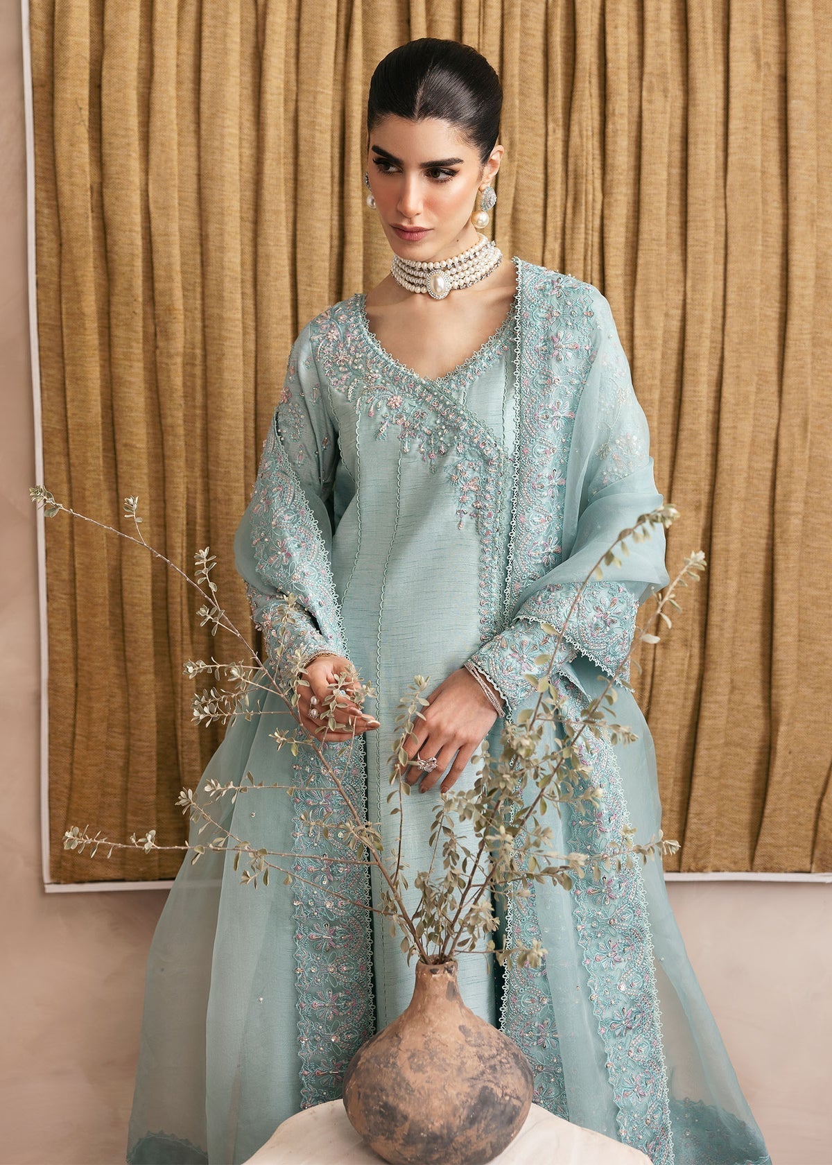Kanwal Malik | Miray Luxury Pret | Daisy M Sky Blue Raw Silk
