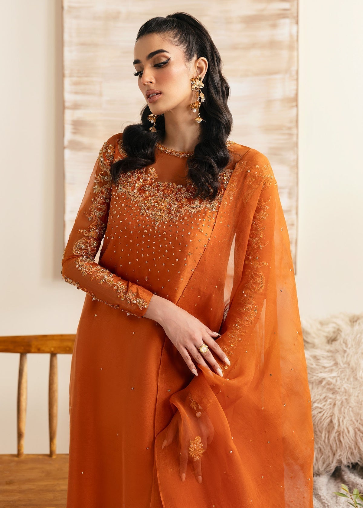 Kanwal Malik | Miray Luxury Pret | Celina S Copper Raw Silk