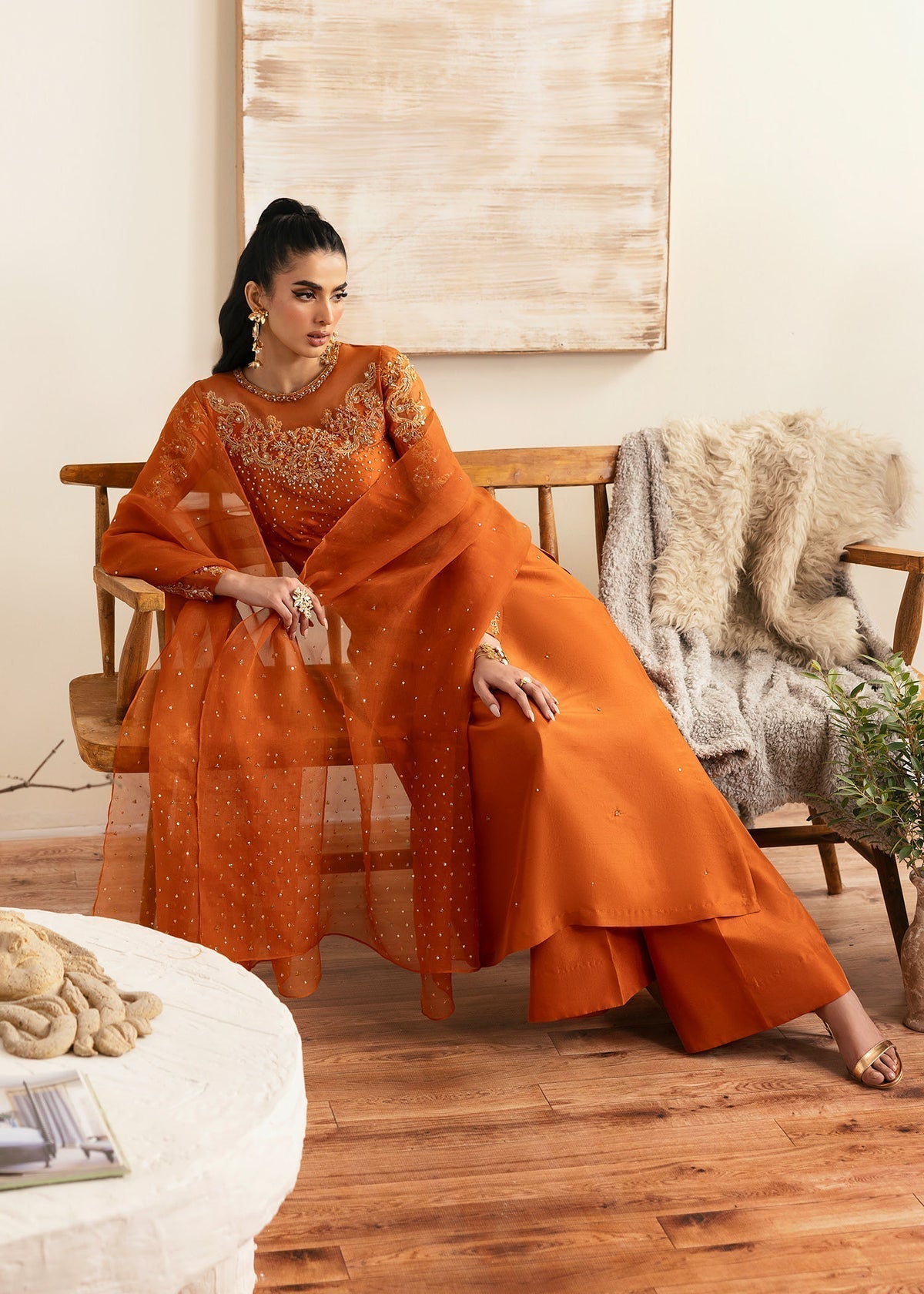 Kanwal Malik | Miray Luxury Pret | Celina XL Copper Raw Silk