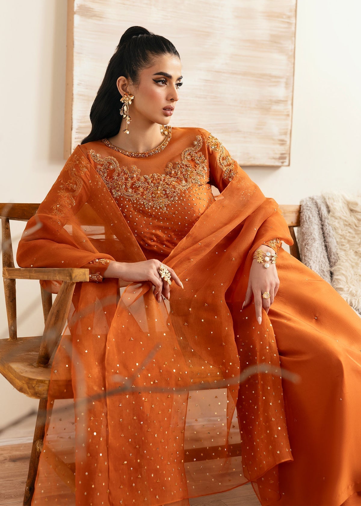 Kanwal Malik | Miray Luxury Pret | Celina L Copper Raw Silk