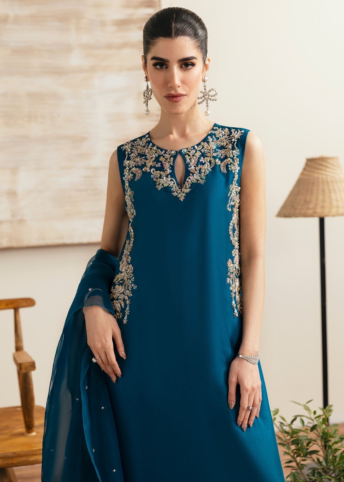 Kanwal Malik | Miray Luxury Pret | Erina S Teal Blue Raw Silk
