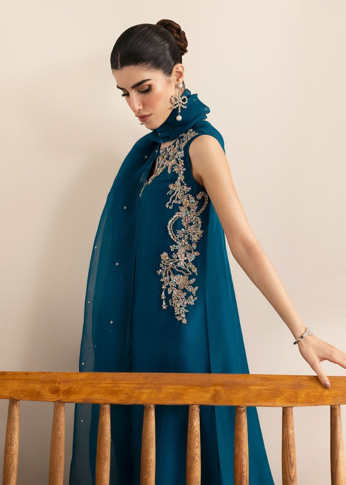 Kanwal Malik | Miray Luxury Pret | Erina M Teal Blue Raw Silk