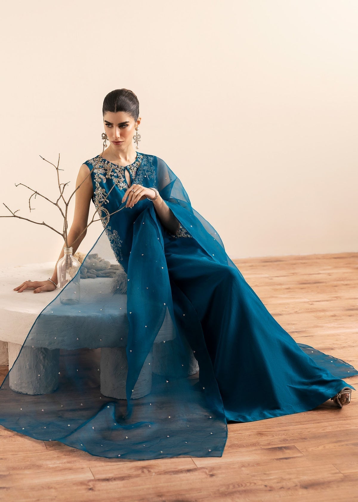 Kanwal Malik | Miray Luxury Pret | Erina L Teal Blue Raw Silk