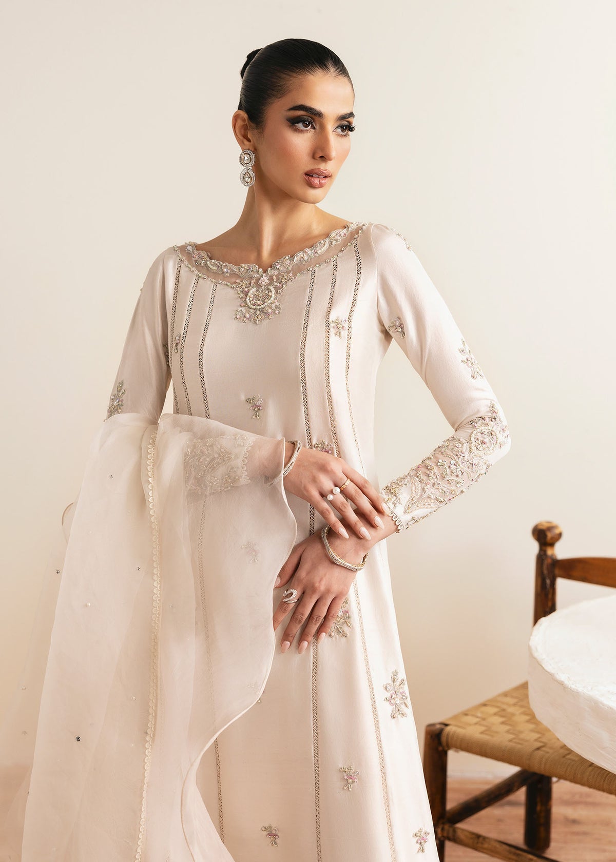 Kanwal Malik | Miray Luxury Pret | Freya M Ivory Raw Silk