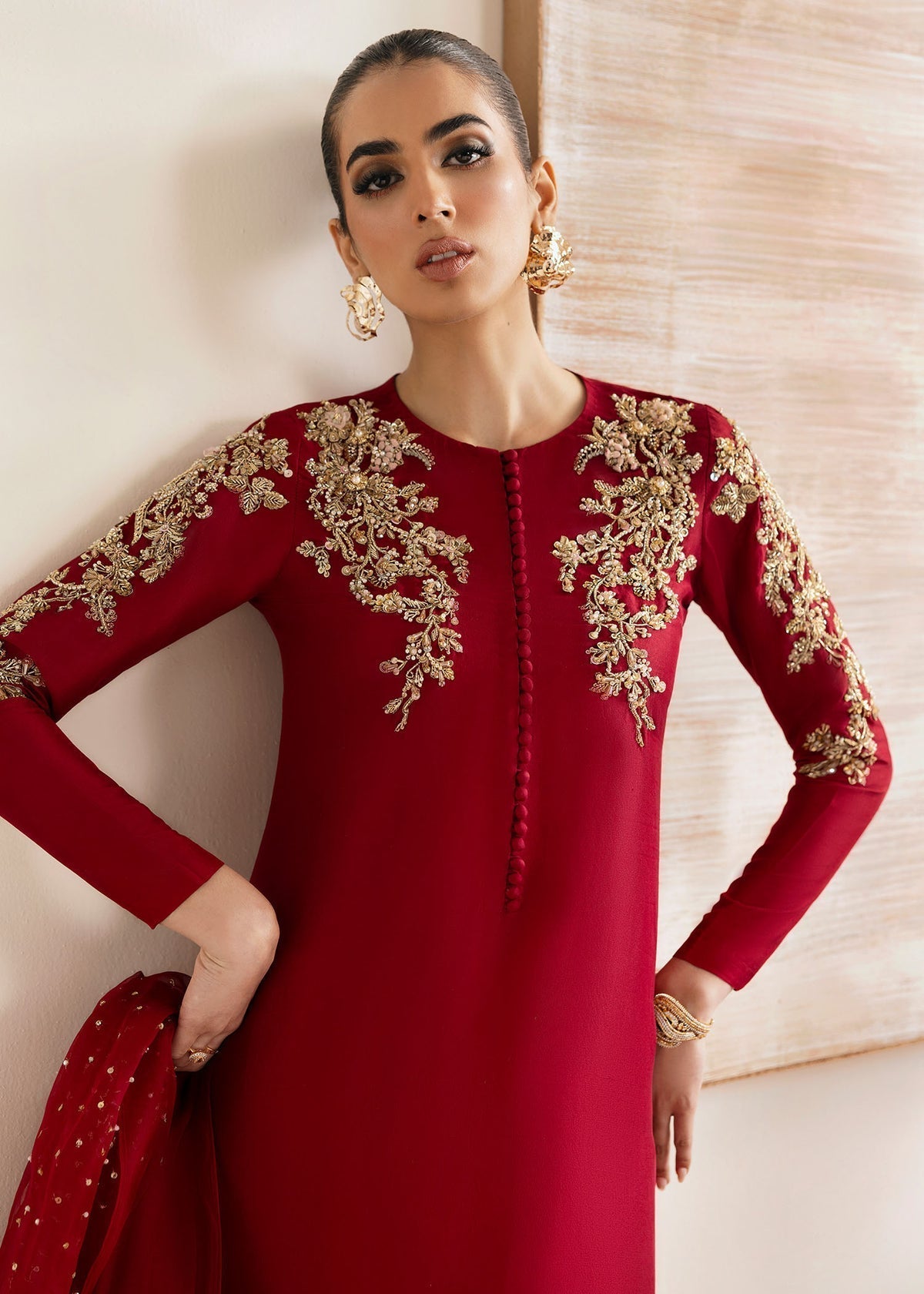 Kanwal Malik | Miray Luxury Pret | Rosina S Haute Red Raw Silk