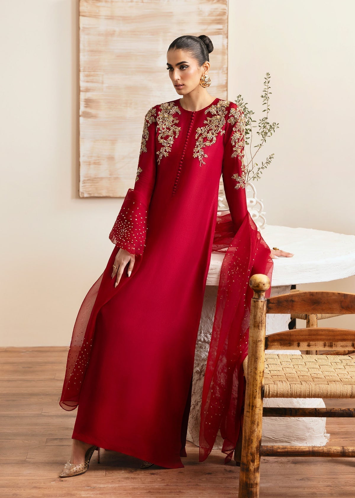 Kanwal Malik | Miray Luxury Pret | Rosina L Haute Red Raw Silk