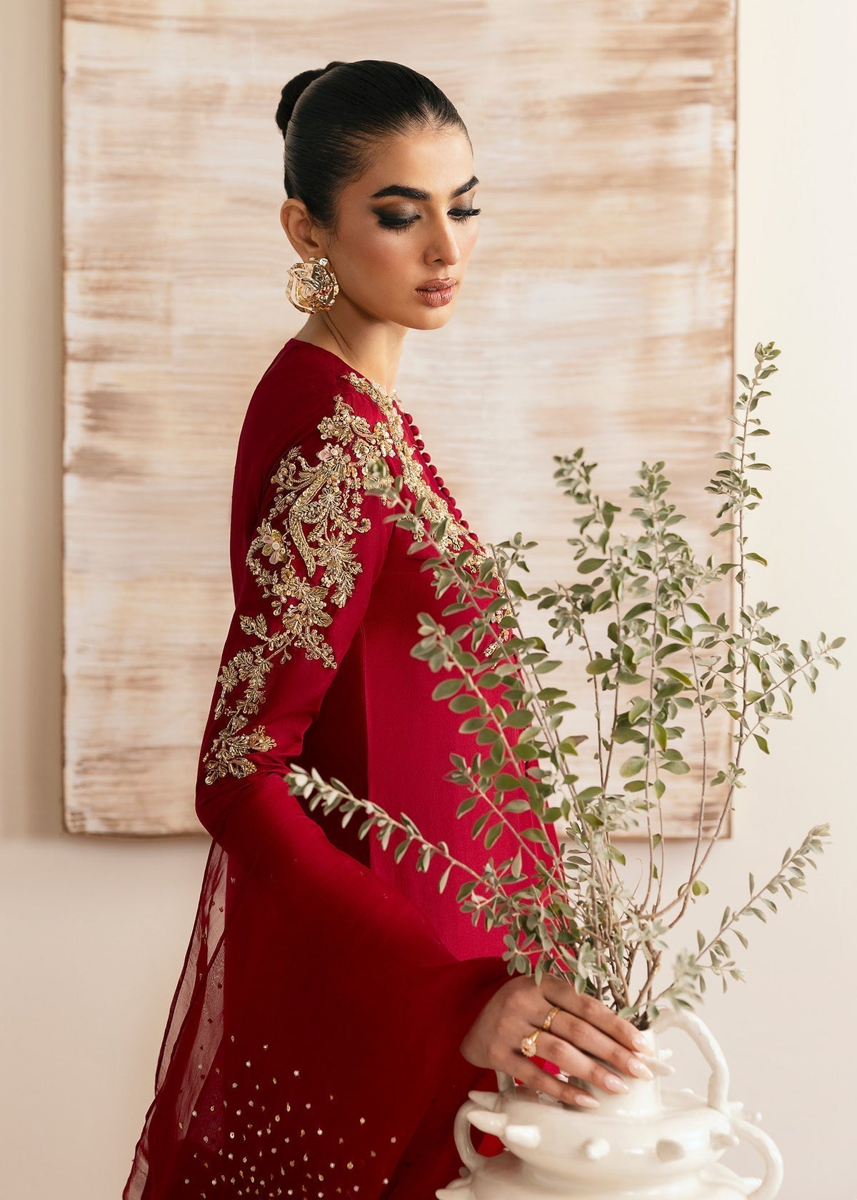 Kanwal Malik | Miray Luxury Pret | Rosina M Haute Red Raw Silk