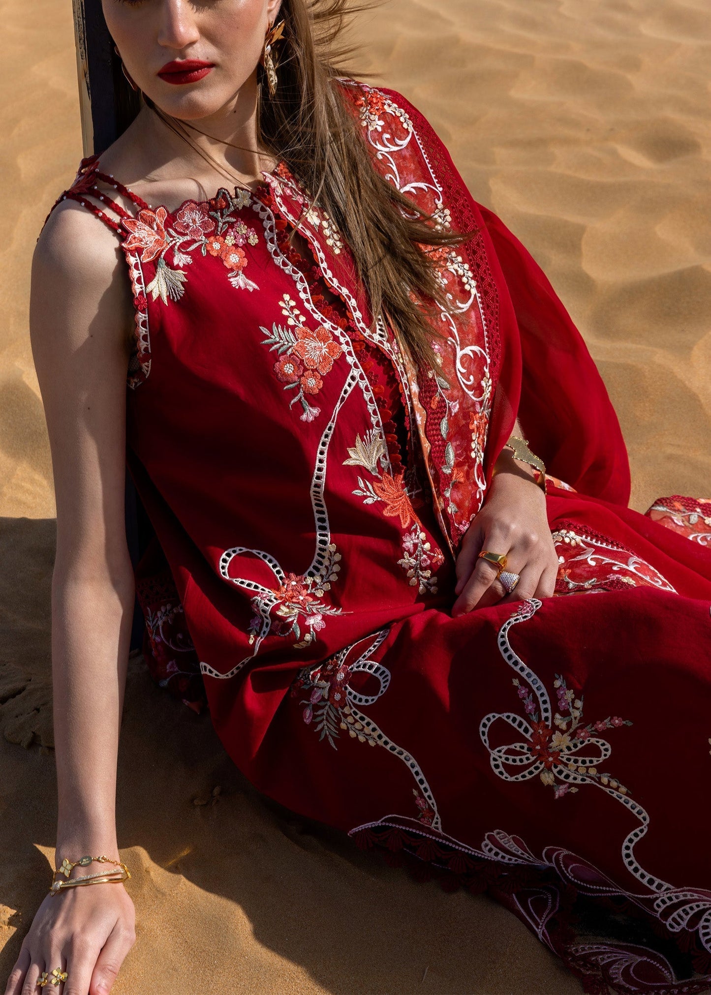 Crimson | Floe by Crimson | Twirls And Ties - D8 B M Red Lawn