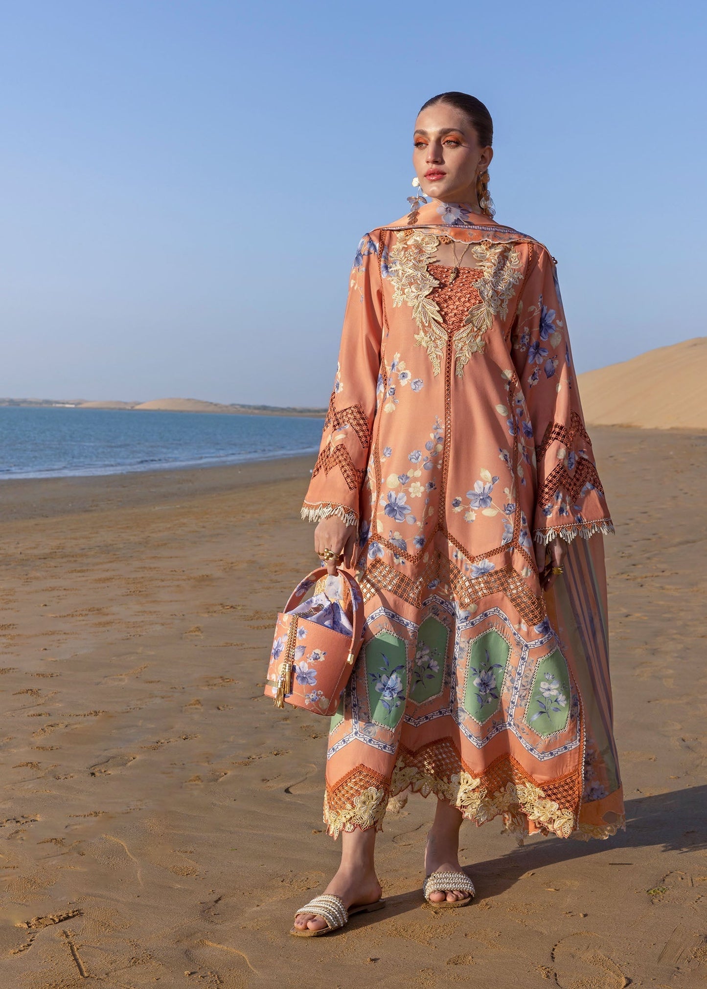 Crimson | Floe by Crimson | Under The Tuscan love - D1 A XL Peach Pink Lawn