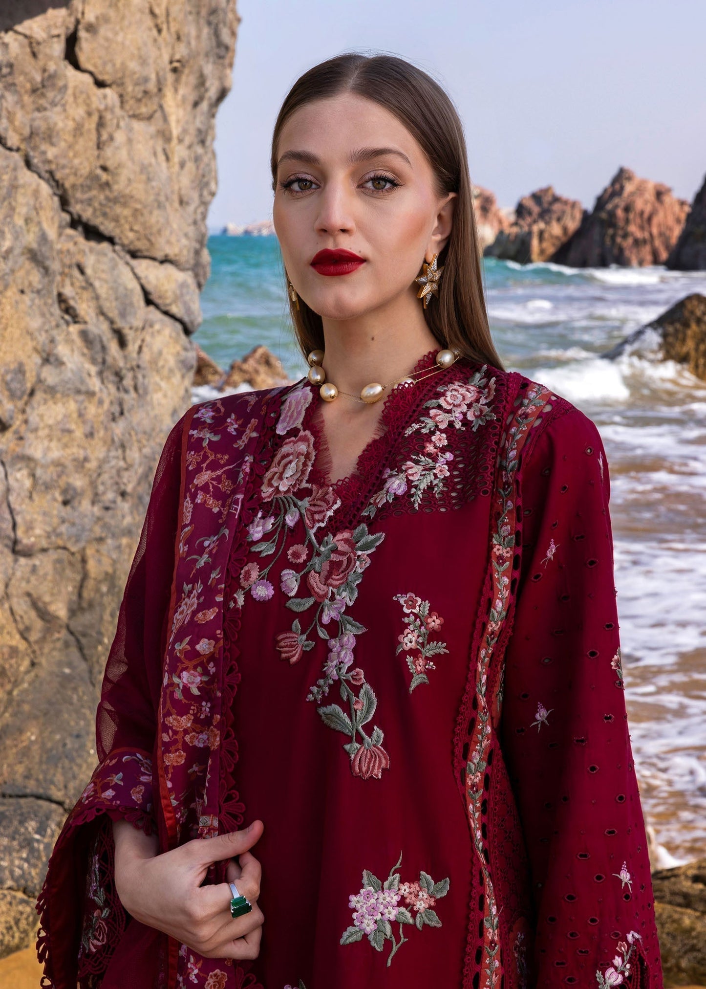 Crimson | Floe by Crimson | Parsi Threads - D5 B M Berry Lawn