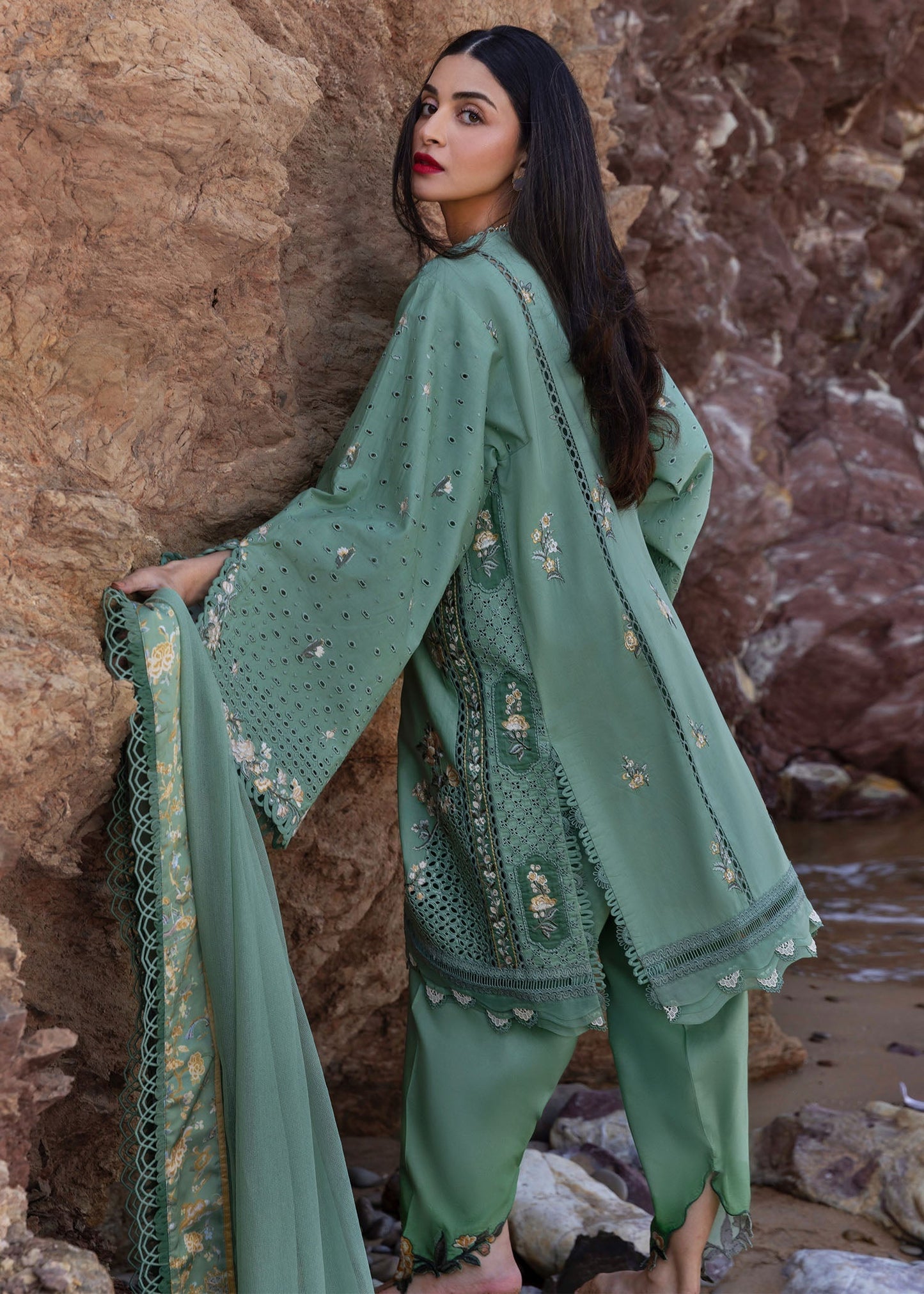 Crimson | Floe by Crimson | Parsi Threads - D5 A S Sage Green Lawn