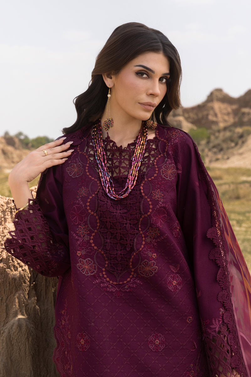 Rangrasiya | Premium Eid Edit 25 | Amyra L Wine Berry Lawn