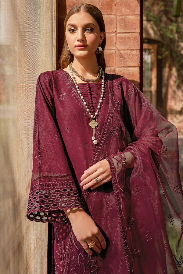 Farasha | Summer Weaves Embroidered Lawn | Zella M Burgundy Lawn