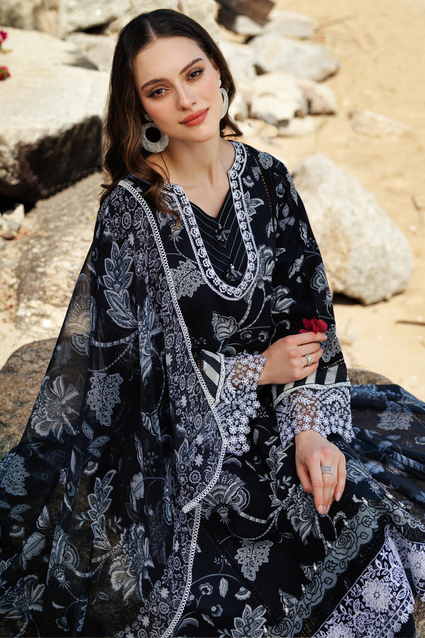 Farasha | Printed Essentials | Sable Dusk L Black Lawn