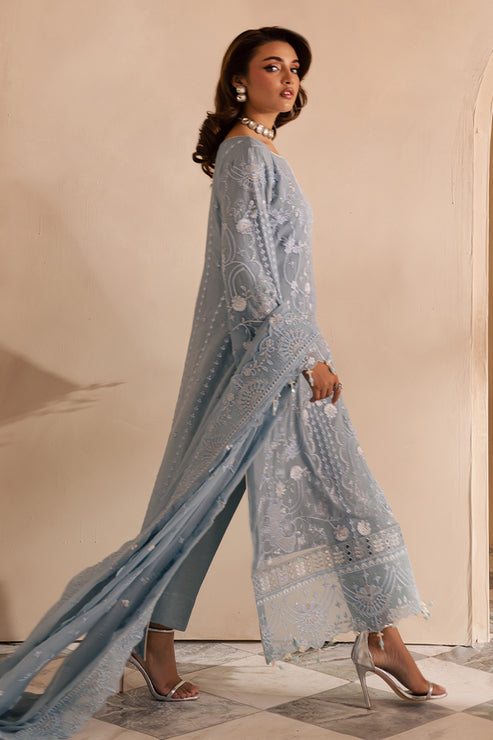 Emaan Adeel | Miraan luxury chiffon | AVIRA Custom Size LIight blue Grey Chiffon