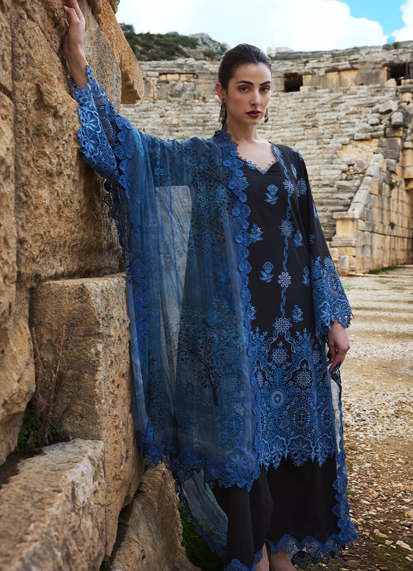 Image | Lawnkari 25 | Hala S Black Cotton Lawn