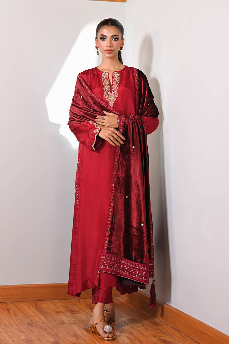 Hue Pret | Farasha Luxury Winter | Nurgul XL Crimson Pure Silk