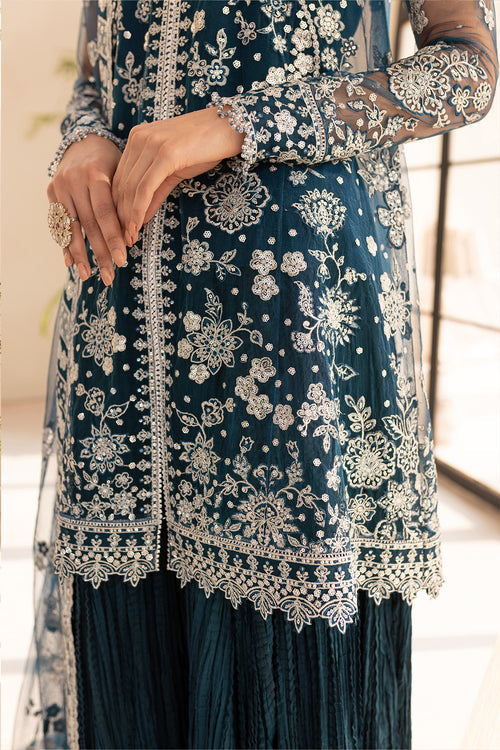 Farasha | Lu Zella Premium Formals 25 | Teal Drizzle - Pakistani Designer Dress - by Farasha - Type : Ladies Clothes - 100% Original at Saira Sultan
