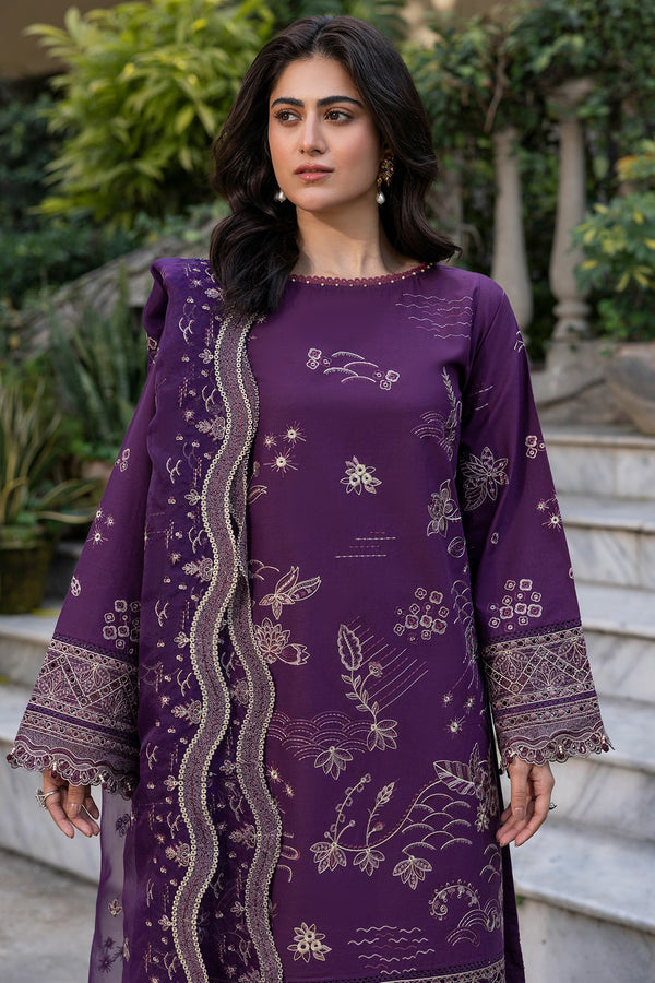 Farasha | Summer Weaves Embroidered Lawn | Raven Plum XL Plum Lawn