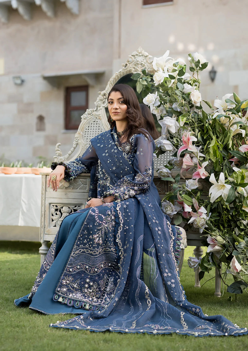 Elaf Premium | Formal Handwork Collection | EFH-04 FALAK L Navy Blue Organza