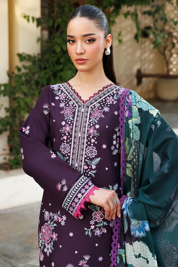 Farasha | Summer Weaves Embroidered Lawn | Plum Allure L Dark Purple Lawn