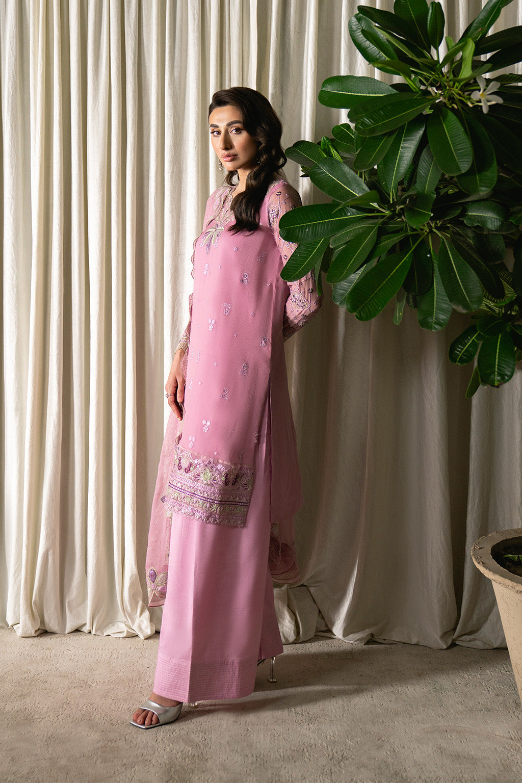 Neeshay | Ready to Wear Chiffon | RTW-CHFN-01 LILAC - Pakistani Designer Dress - by Neeshay - Type : Ladies Clothes - 100% Original at Saira Sultan