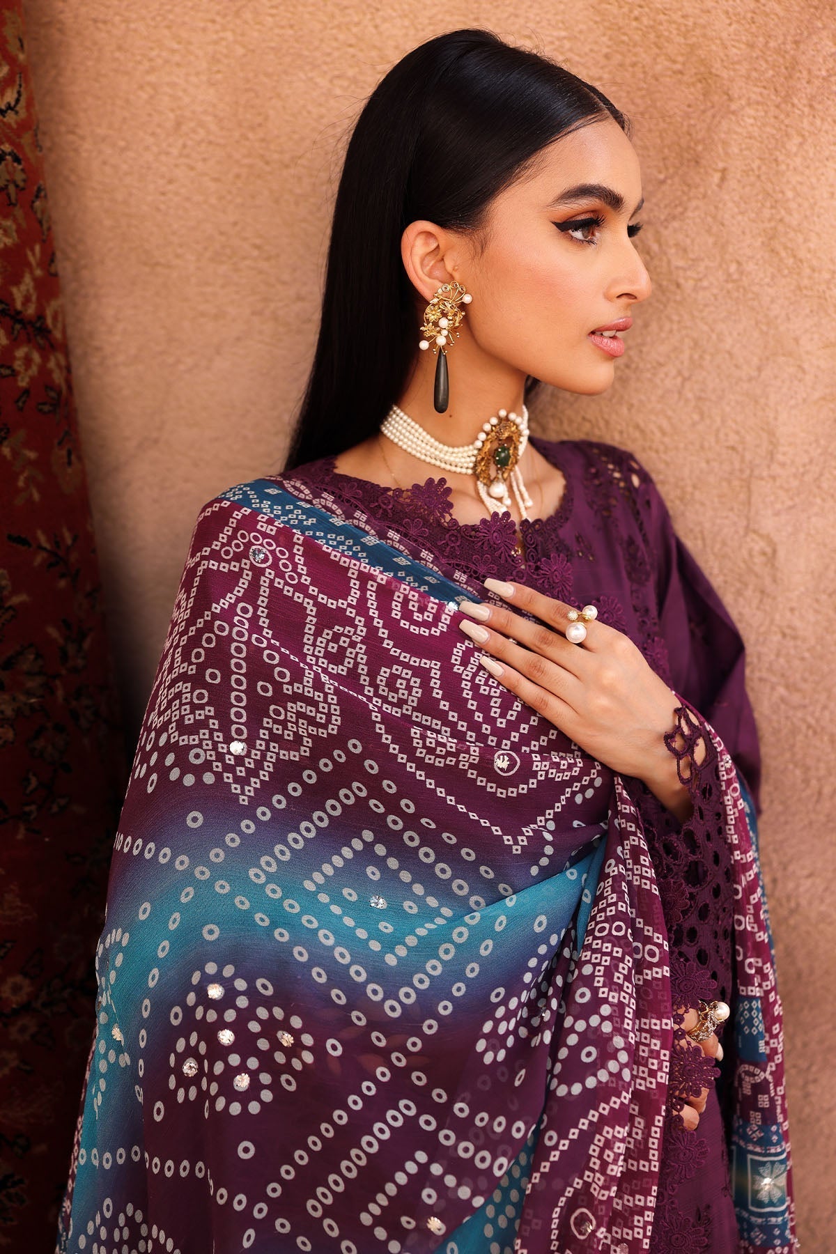 Nureh | Bazaar Lawn | NE-161 Custom Size Dark Plum Lawn