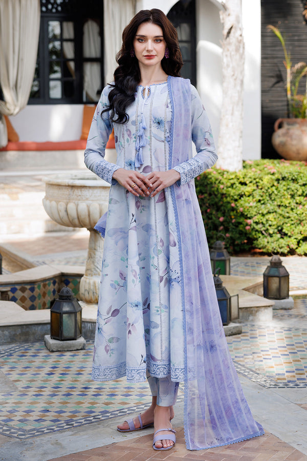 Farasha | Printed Essentials | Sky Breeze XS LIight blue Grey Lawn