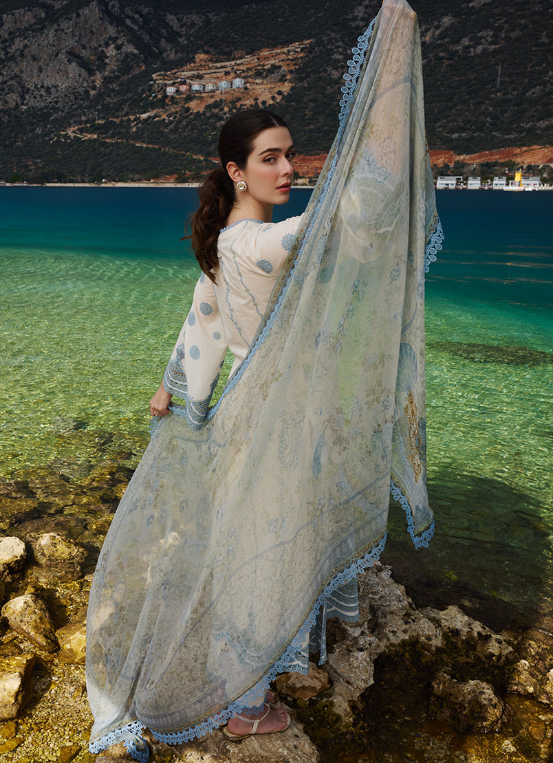 Image | Lawnkari 25 | Mila L Off White Cotton Lawn