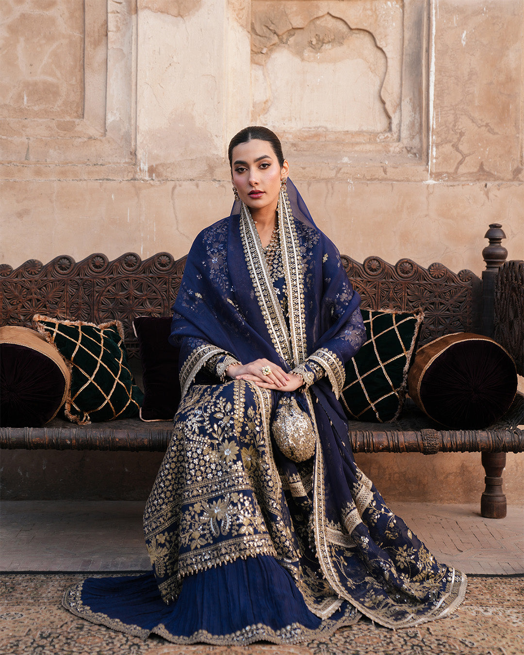 Faiza Saqlain | Zimmal Formals | Ayska M Navy Blue Korean Raw Silk