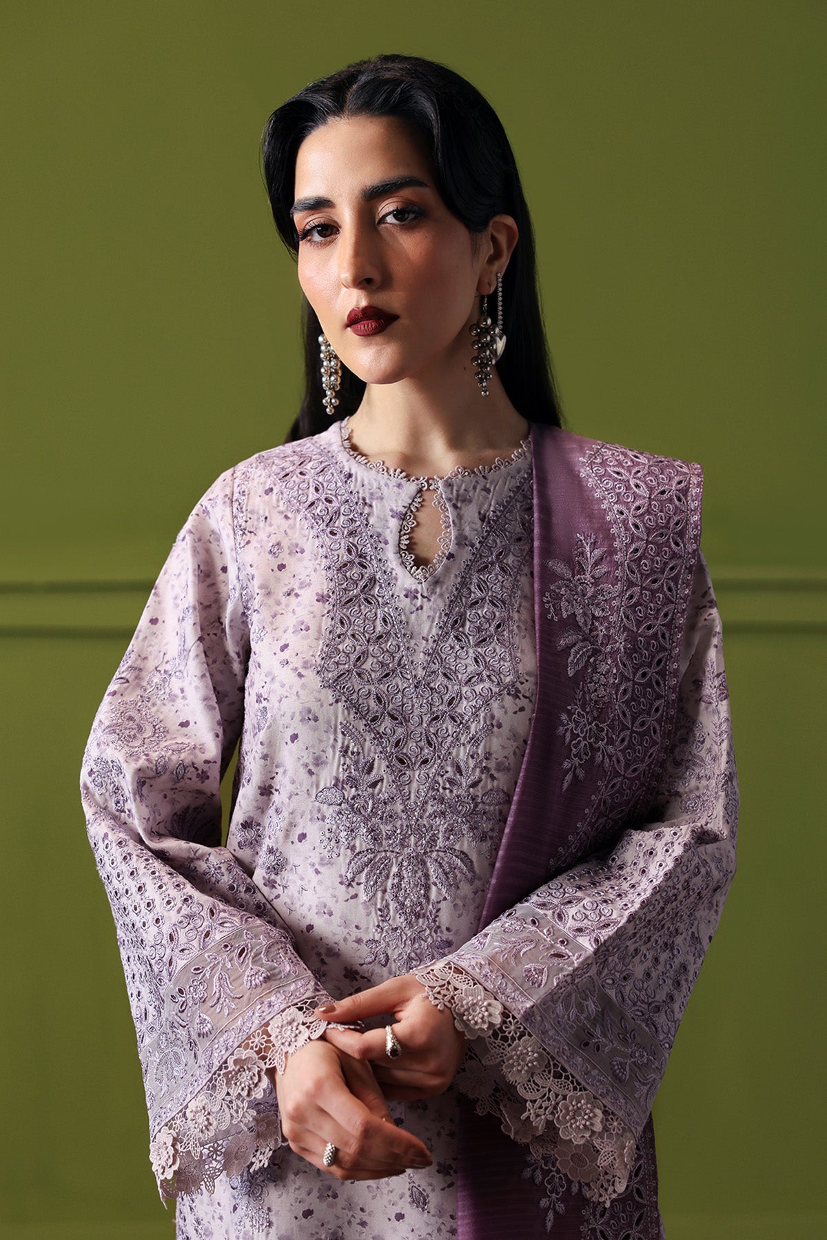 Afrozeh | Rhythm RTW | Empress M Lilac Gray Lawn