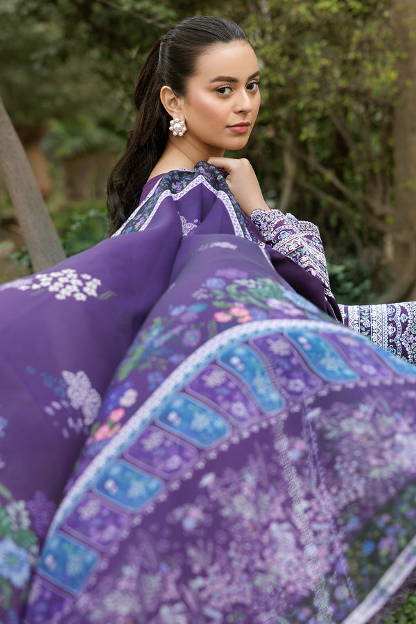 Farasha | Summer Weaves Embroidered Lawn | Regal Iris L Dark Purple Lawn