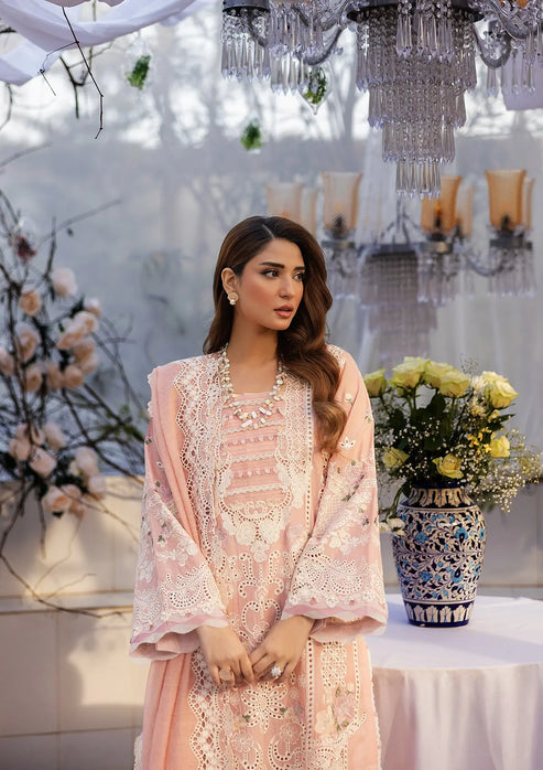 Kahf Premium | Luxury Lawn 25 | KLR-2A Olivia L Pink Lawn