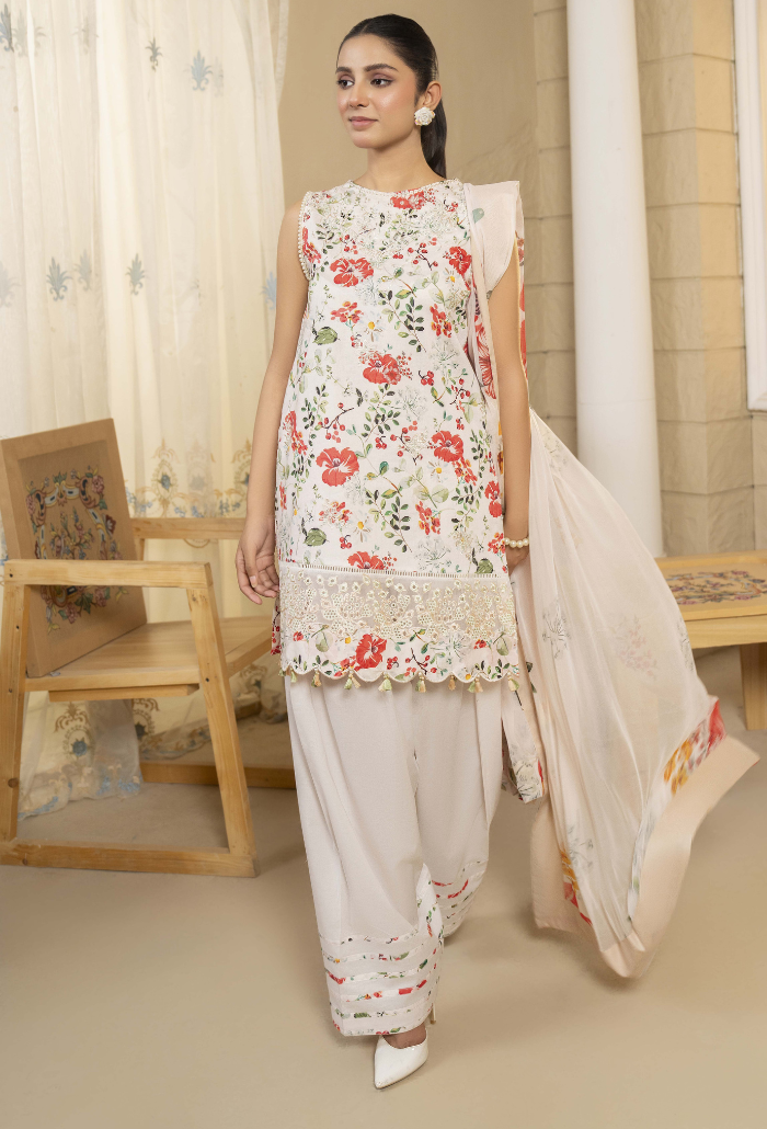 Humdum | Senora Lawn 25 | Senora - D05 L Off White Lawn