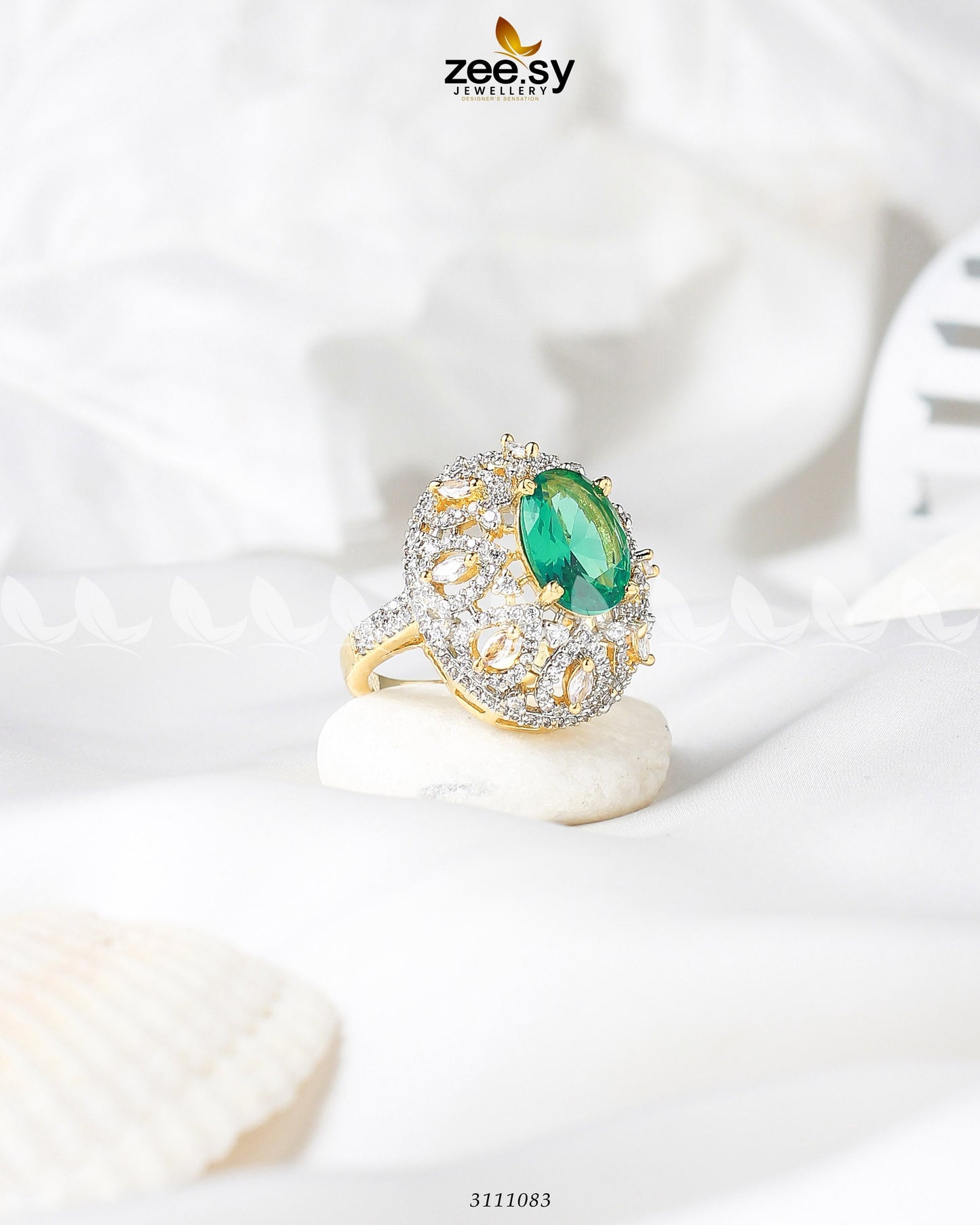 Kohinoor Ring Golden Sea Green
