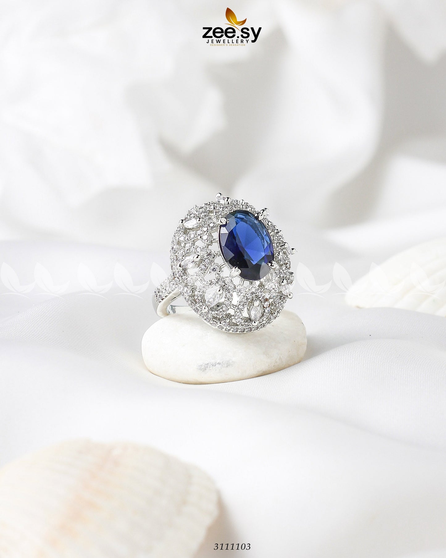 Kohinoor Ring Silver Blue