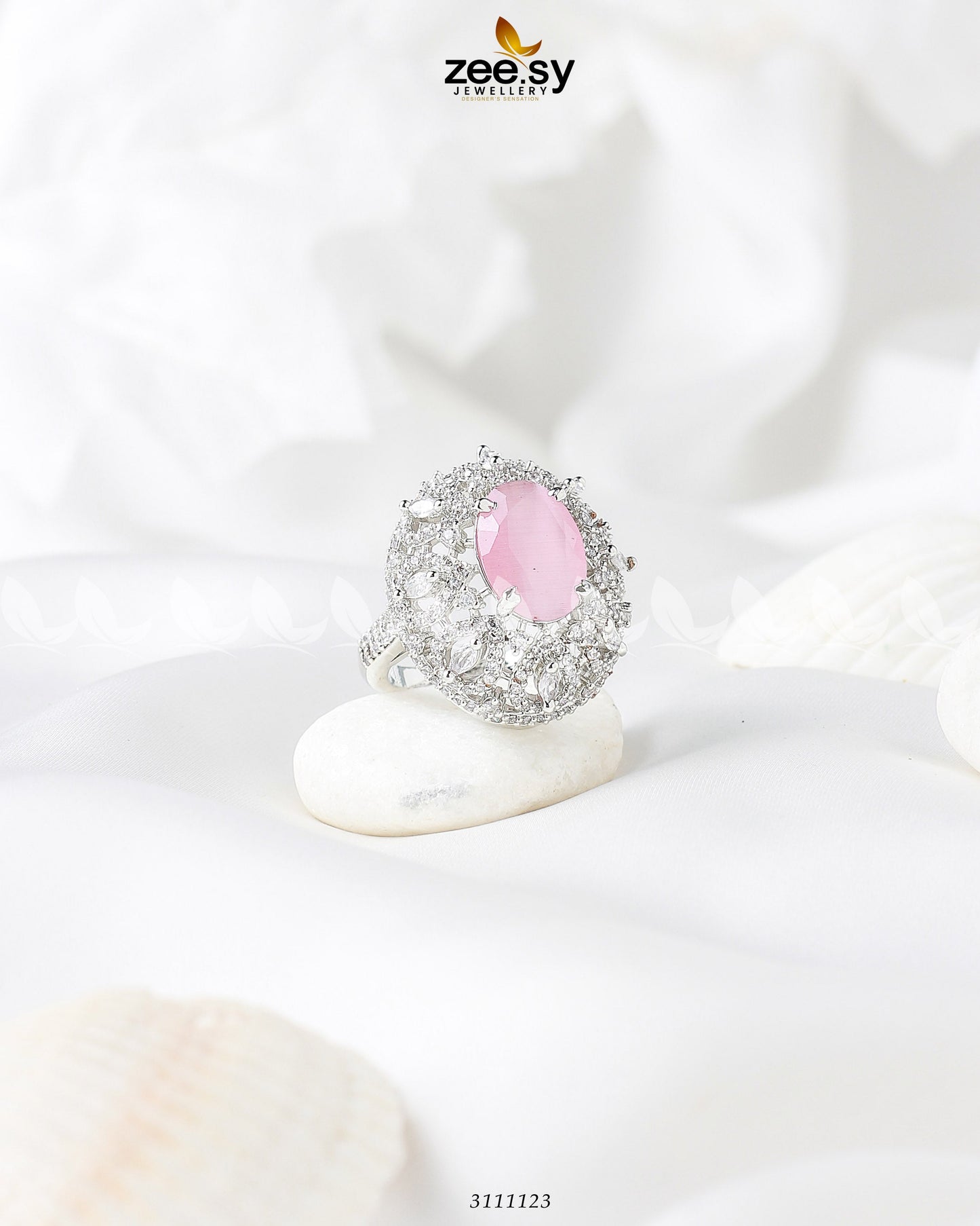 Kohinoor Ring Silver Mint Pink