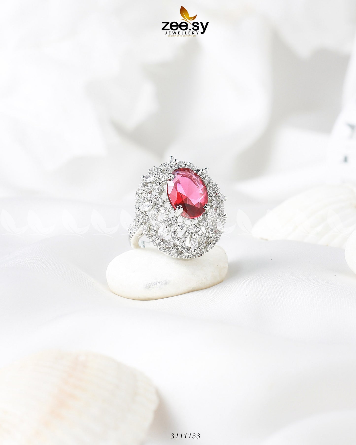 Kohinoor Ring Silver Red
