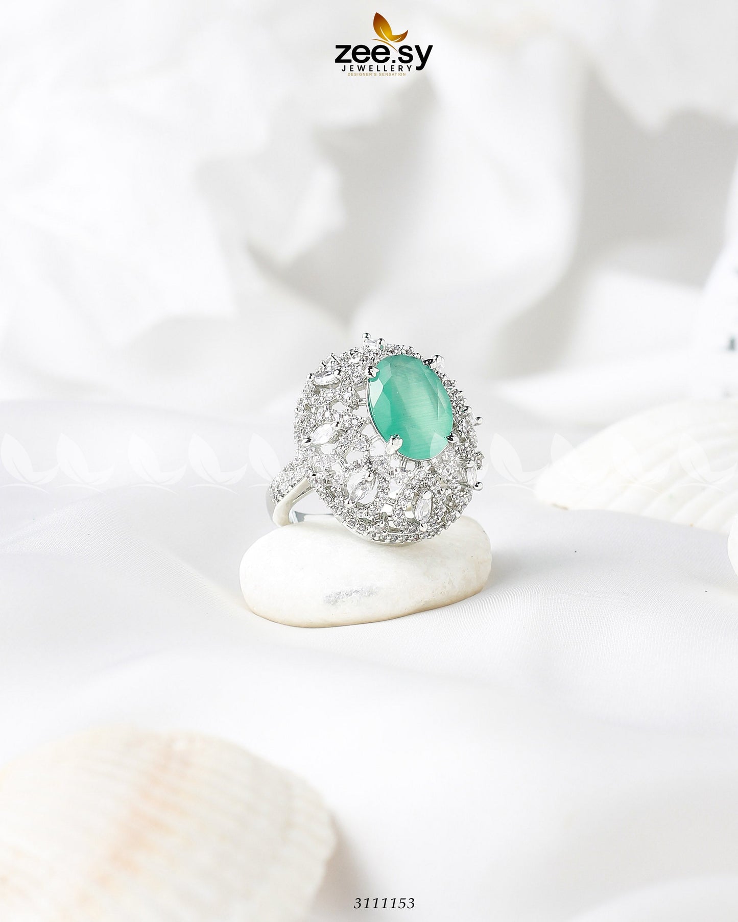 Kohinoor Ring Silver Mint Green