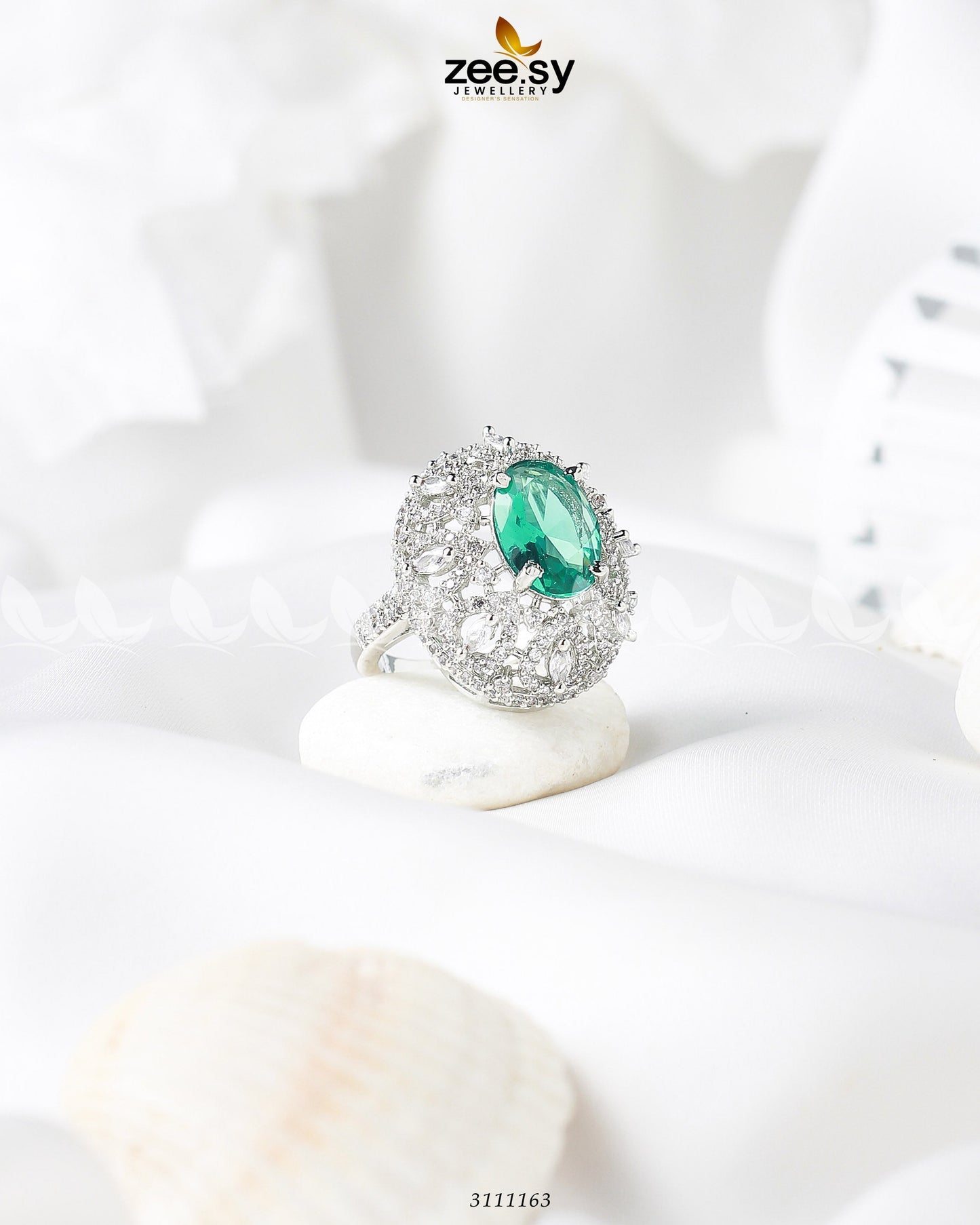 Kohinoor Ring Silver Sea Green