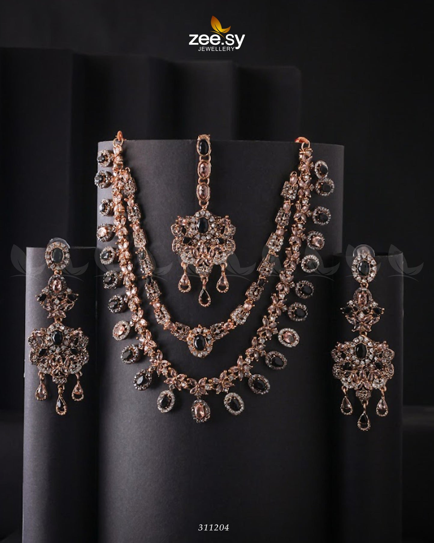Zarqa Necklace Champagne & Black